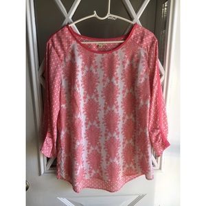 Patterned Three Quarter Sleeve Blouse
